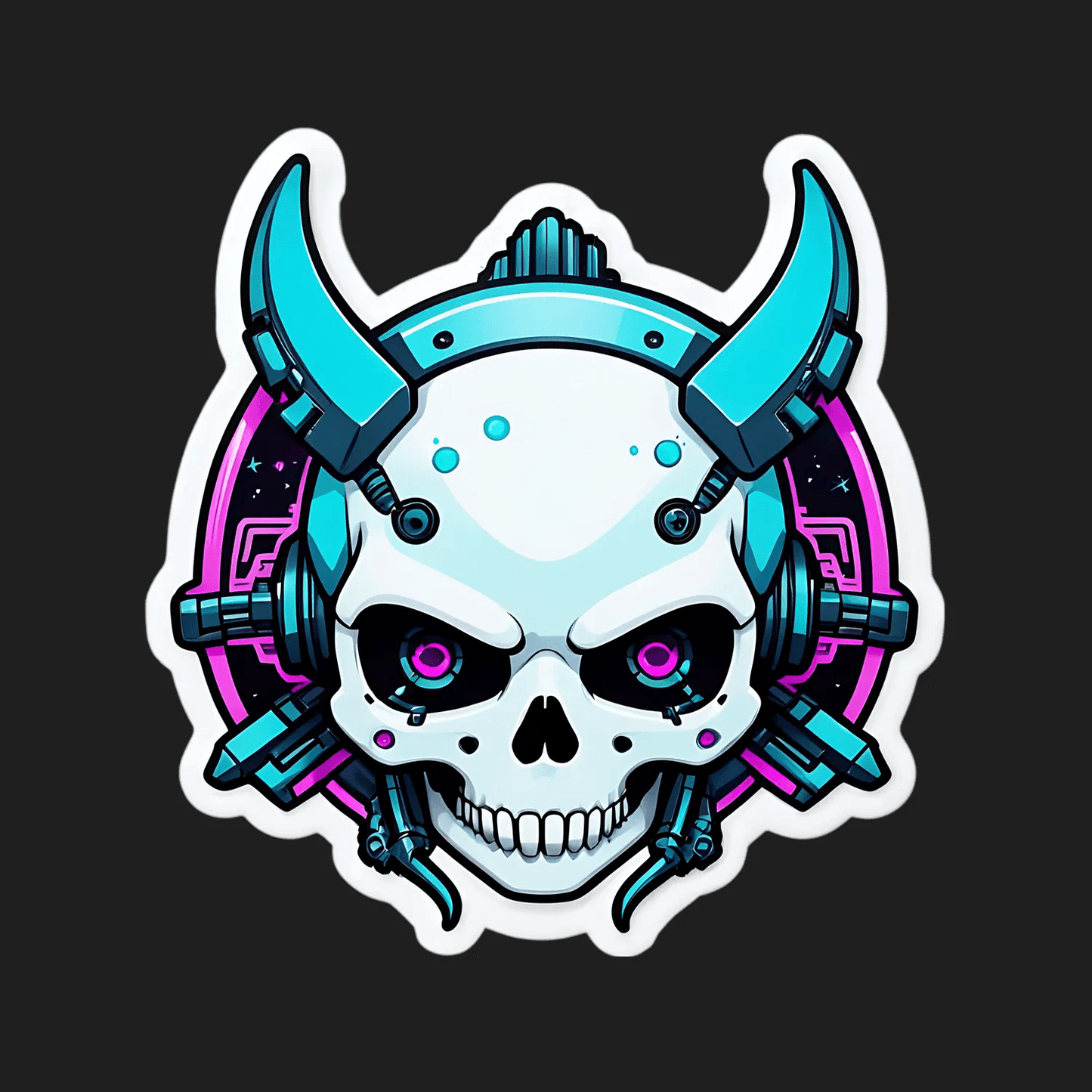 Cyber Skull Sticker - UV DTF - Heat Press Transfer