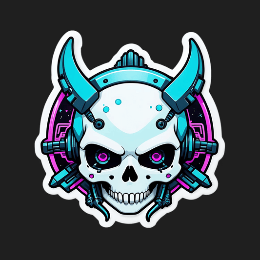 Cyber Skull Sticker - UV DTF - Heat Press Transfer