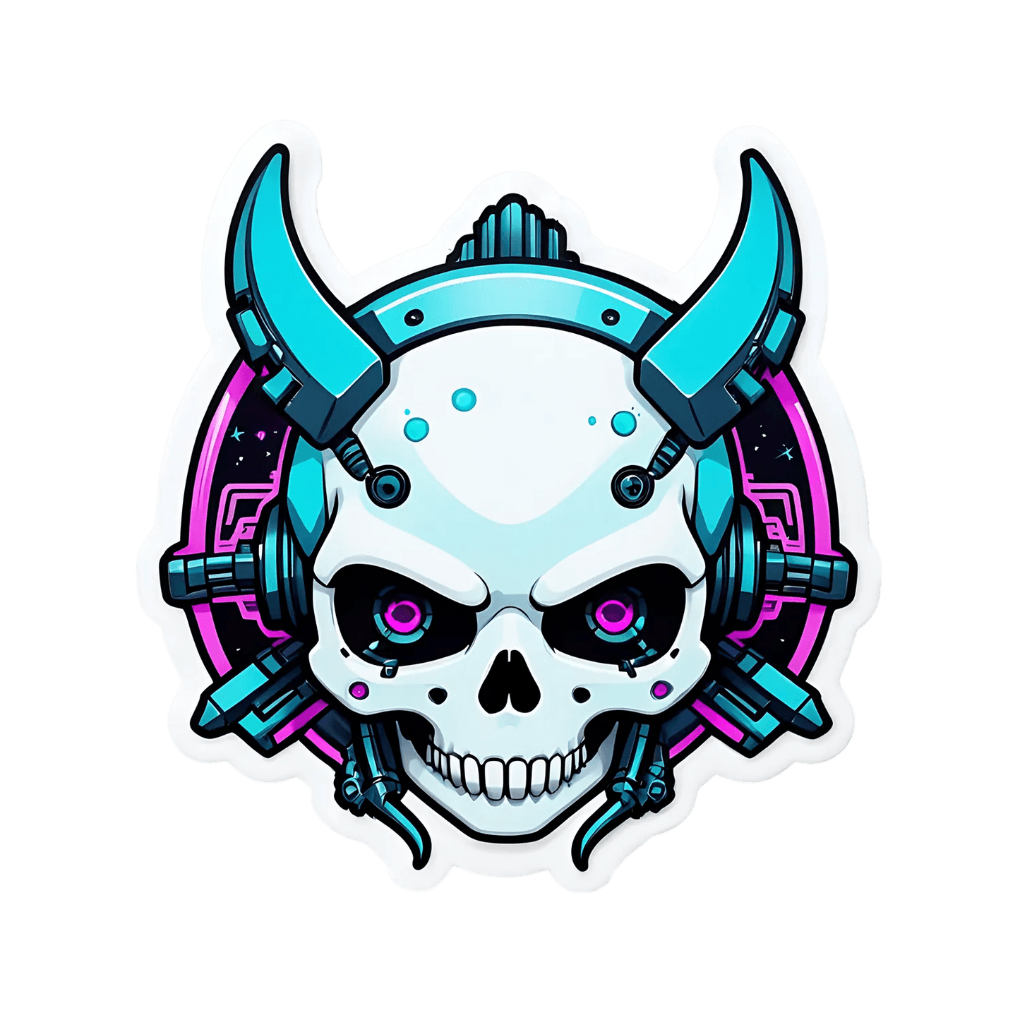 Cyber Skull Sticker - UV DTF - Heat Press Transfer