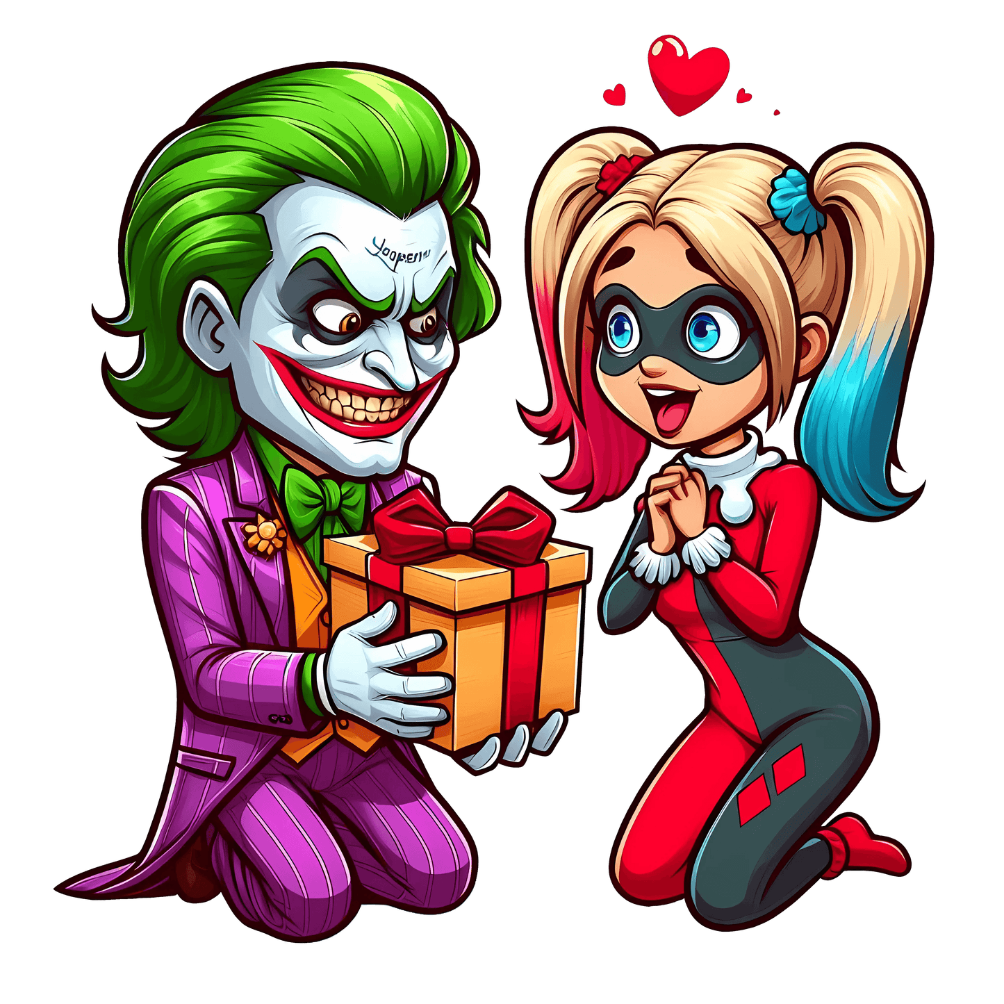 DC Joker And Harley Quinn Valentine Gift Design - DTF Ready To Press - Heat Press Transfer