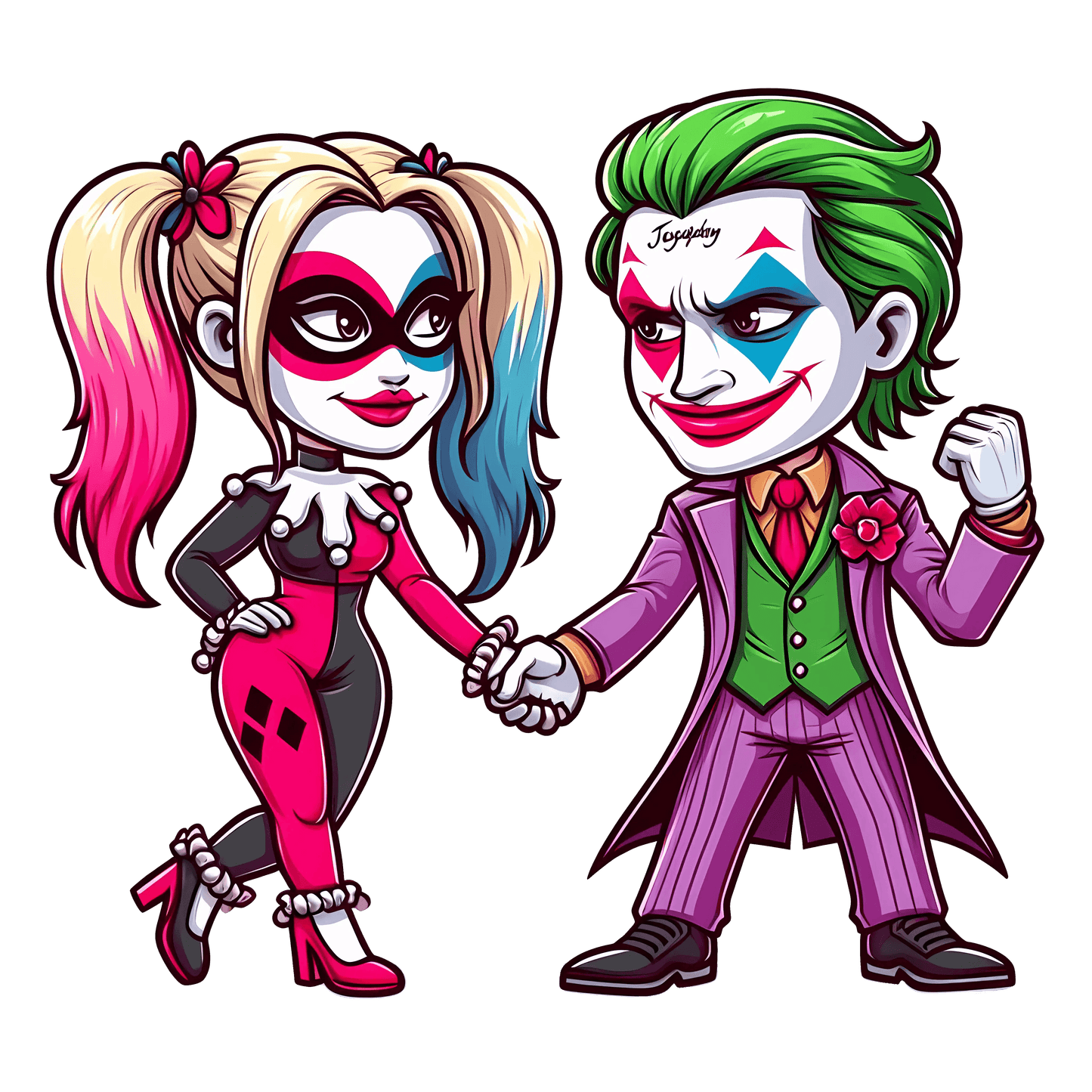 DC Joker And Harley Quinn Valentine's Day Design - DTF Ready To Press - Heat Press Transfer