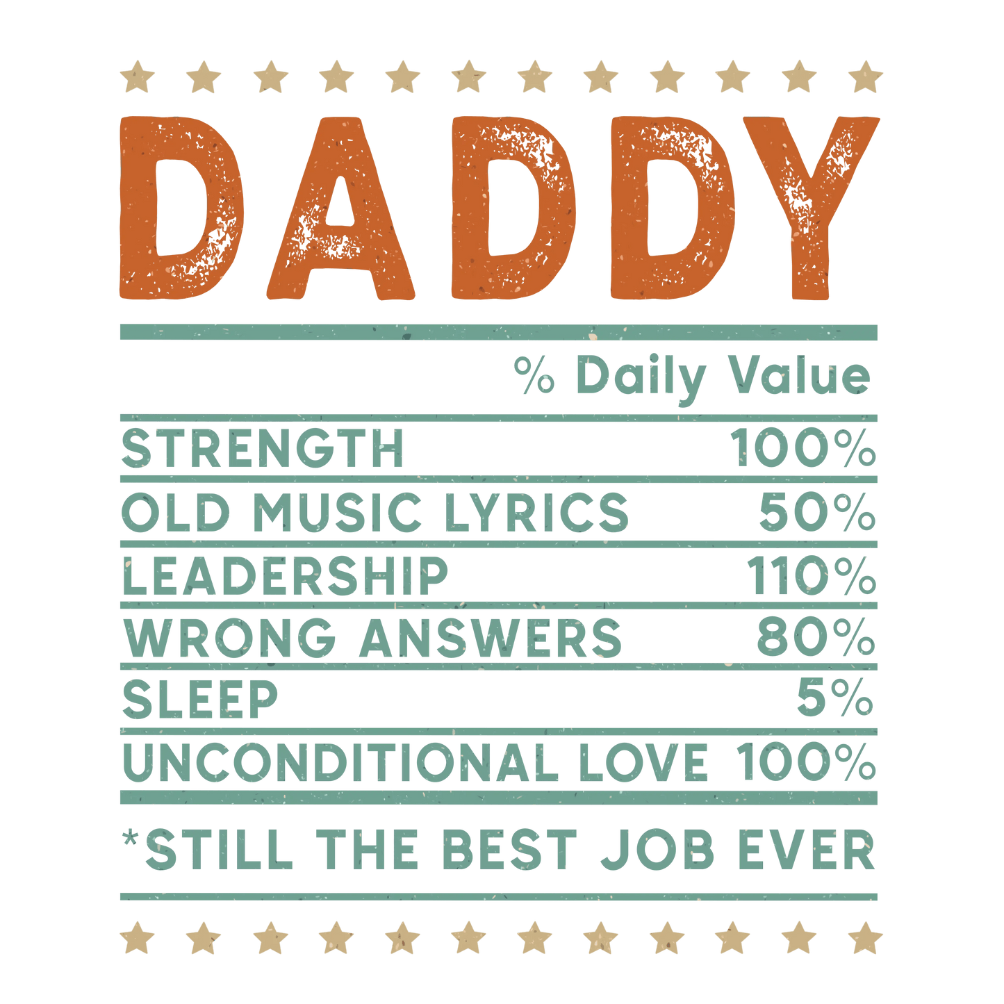 Daddy Daily Value Design - DTF Ready To Press - Heat Press Transfer