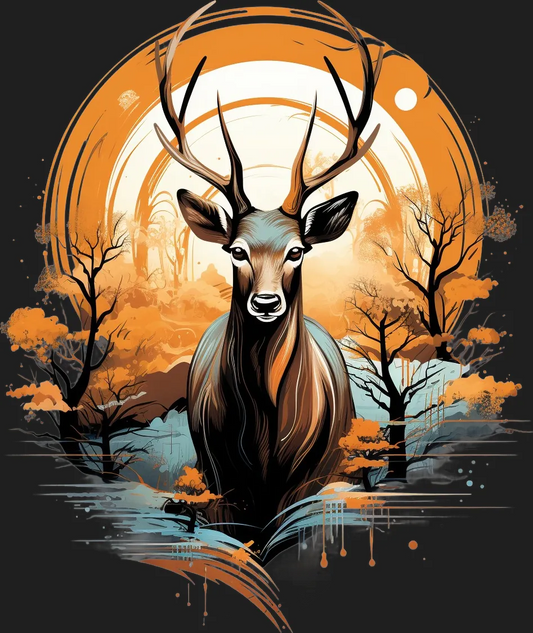 Deer Wilderness Scene - DTF Ready to Press - Heat Press Transfer