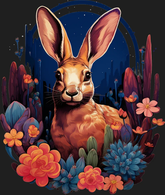 Desert Bunny Floral - DTF Ready to Press - Heat Press Transfer