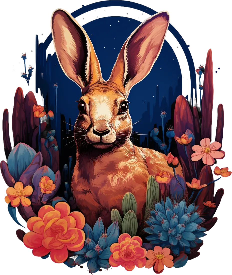 Desert Bunny Floral - DTF Ready to Press - Heat Press Transfer