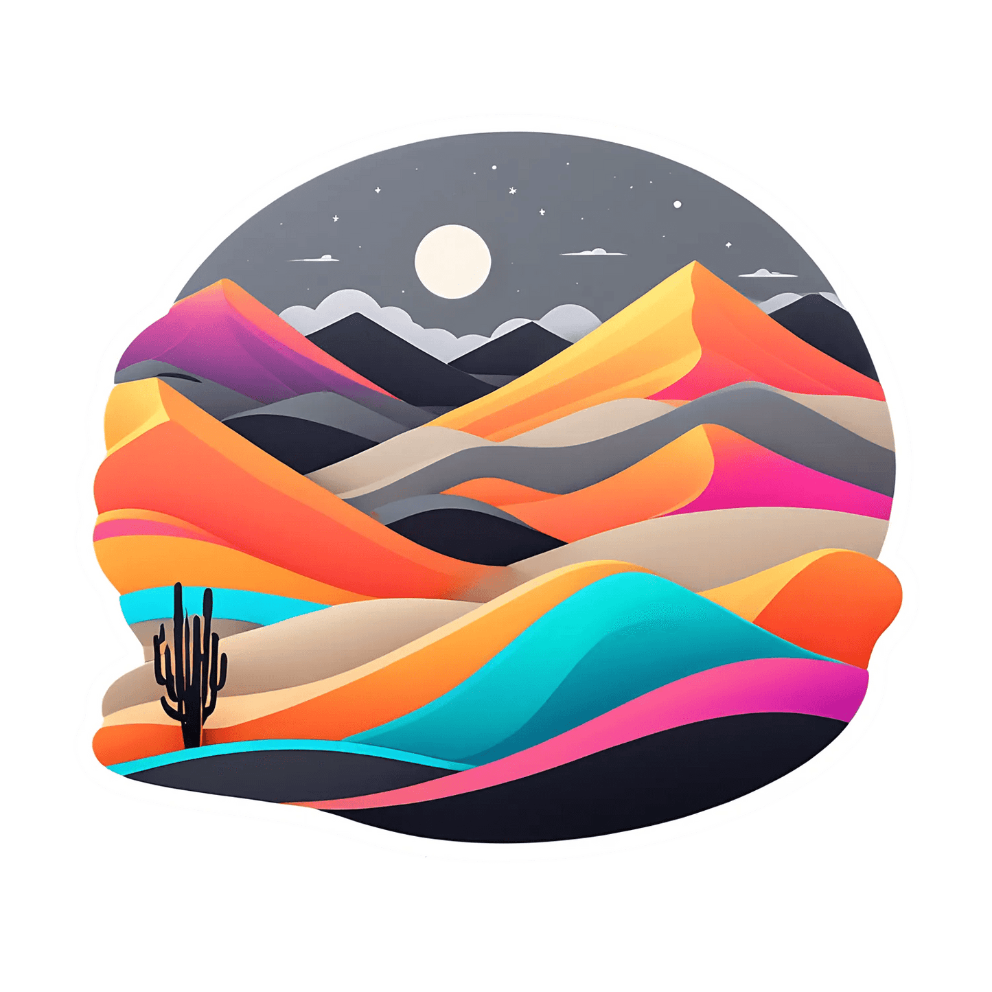 Desert Night Sticker - Vibrant Landscape - Heat Press Transfer