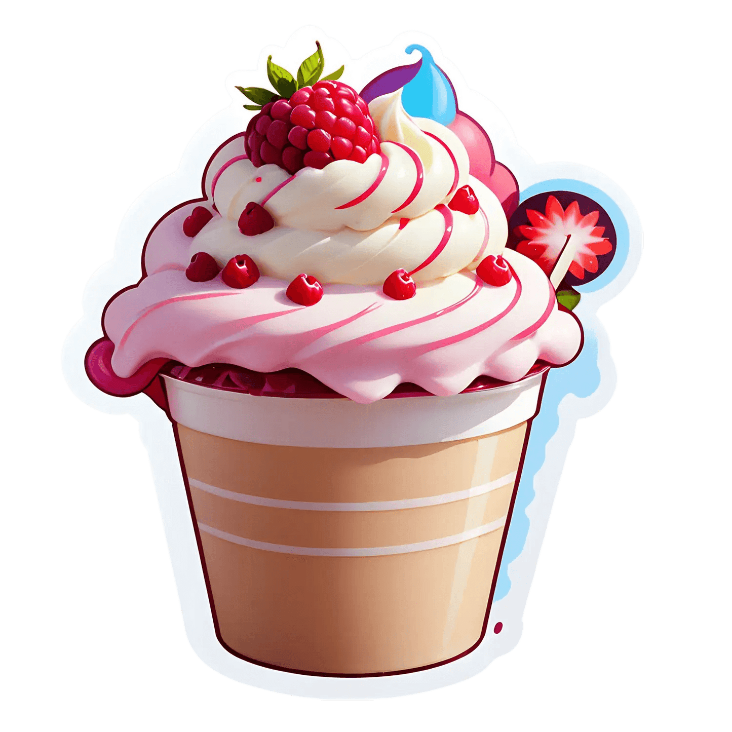 Dessert Cup Sticker - Whipped Cream and Fruits - Heat Press Transfer
