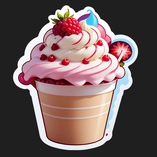Dessert Cup Sticker - Whipped Cream and Fruits - Heat Press Transfer