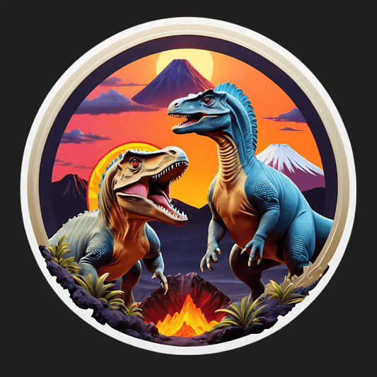 Dinosaur Battle Sticker - UV DTF Decal - Heat Press Transfer