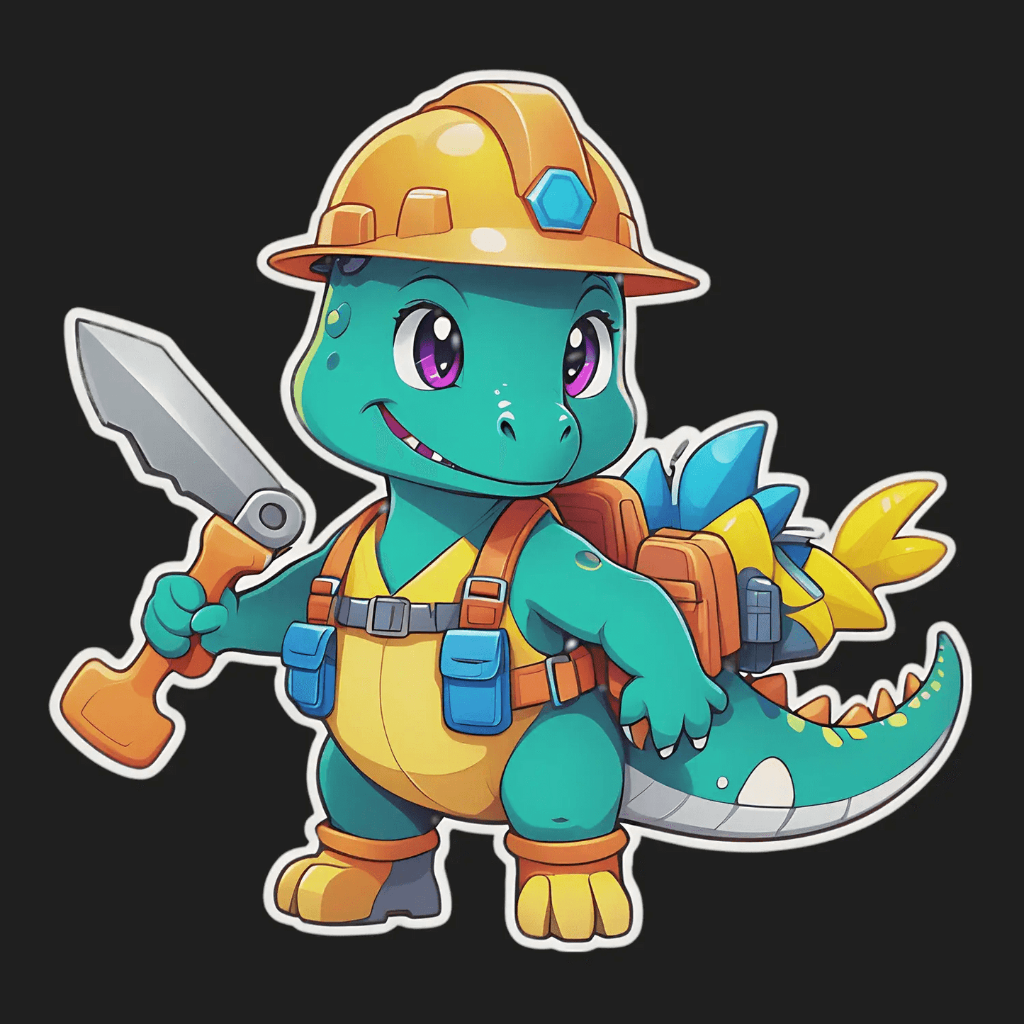 Dinosaur Builder - Cute Sticker - Heat Press Transfer