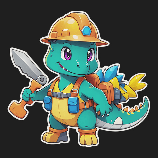 Dinosaur Builder - Cute Sticker - Heat Press Transfer