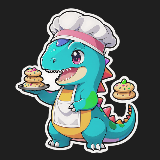 Dinosaur Chef Sticker - Adorable Bakery Theme - Heat Press Transfer