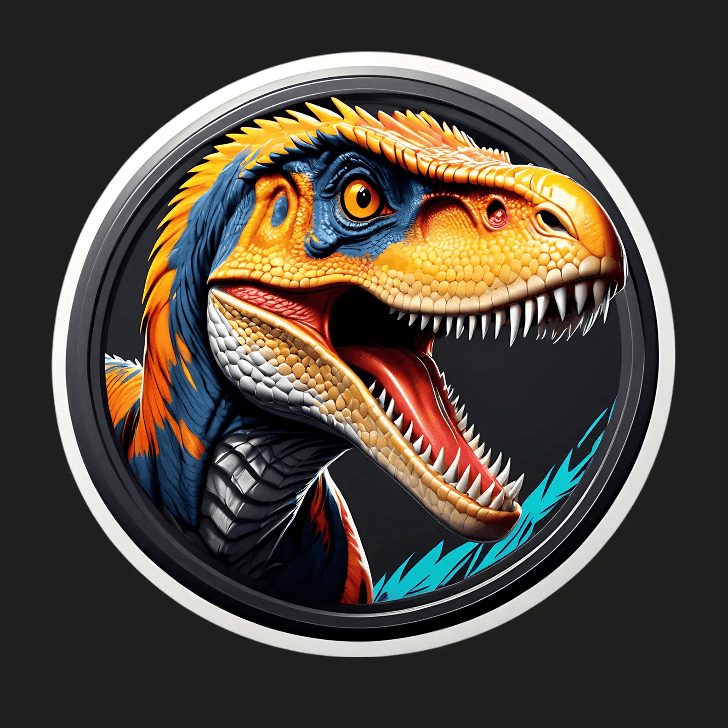 Dinosaur Decal - Colorful Raptor Sticker - Heat Press Transfer