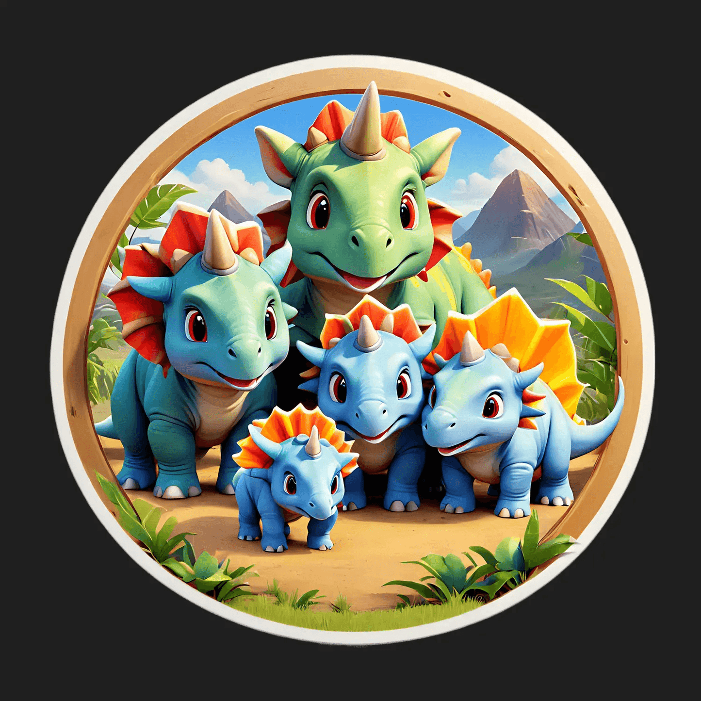 Dinosaur Family Sticker - Cute Jurassic Design - Heat Press Transfer