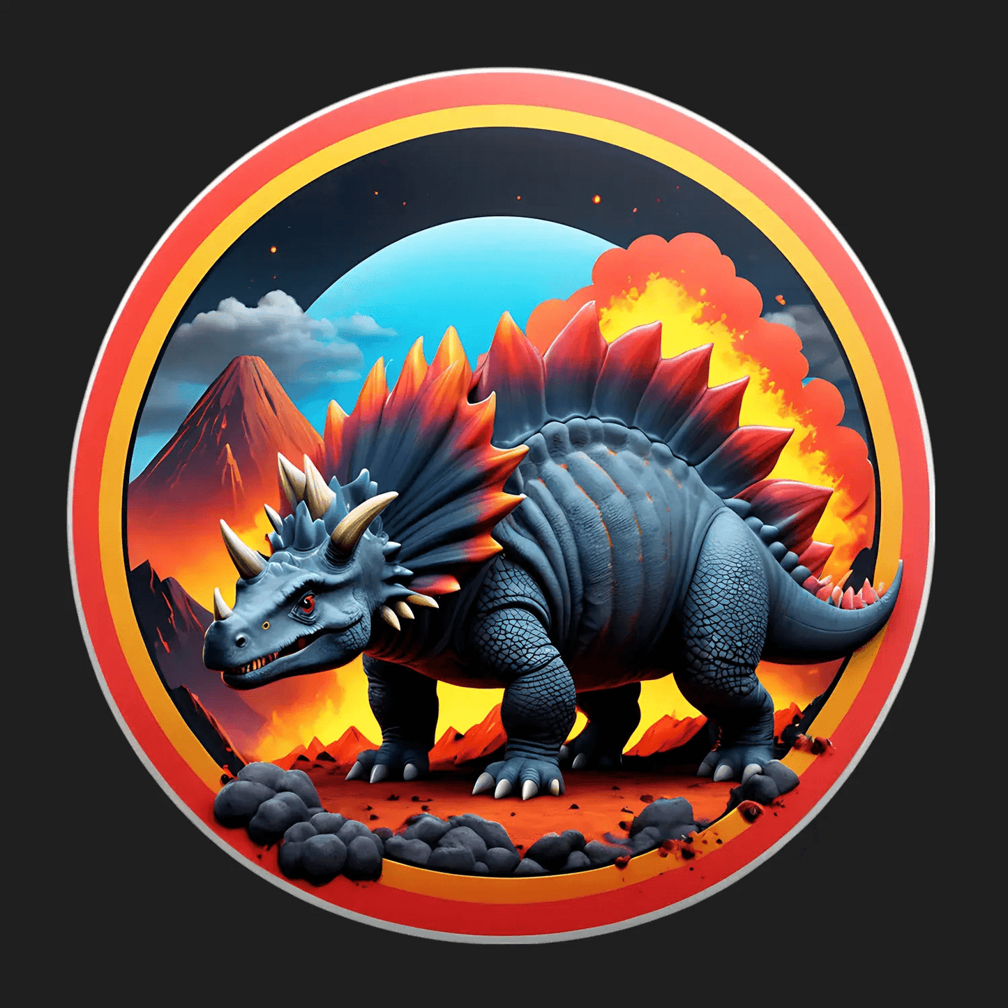 Dinosaur Fantasy - Volcano Sticker - Heat Press Transfer