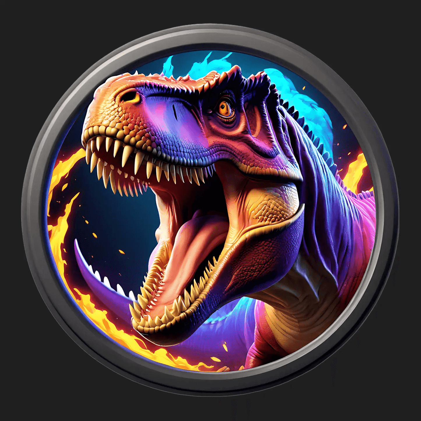 Dinosaur Firestorm - UV DTF Sticker - Heat Press Transfer