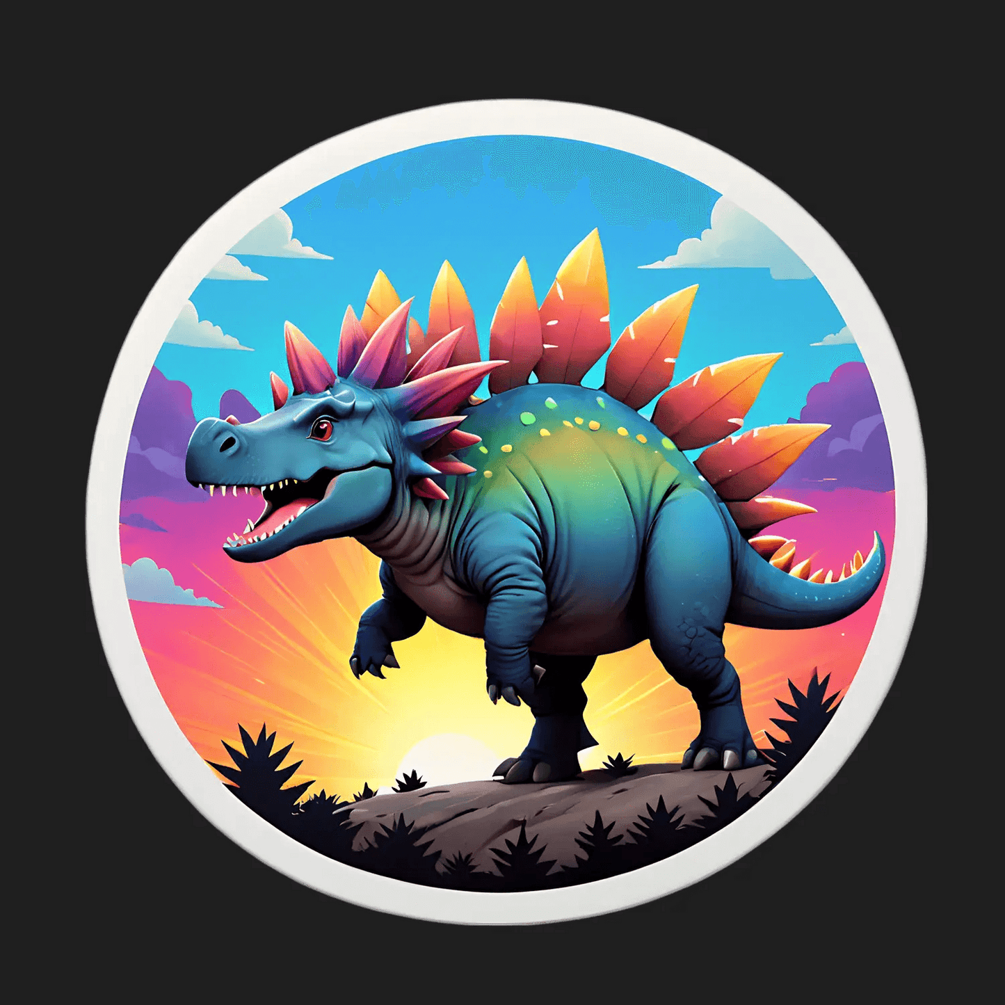 Dinosaur Graphics Sticker - Vibrant Colorful Design - Heat Press Transfer