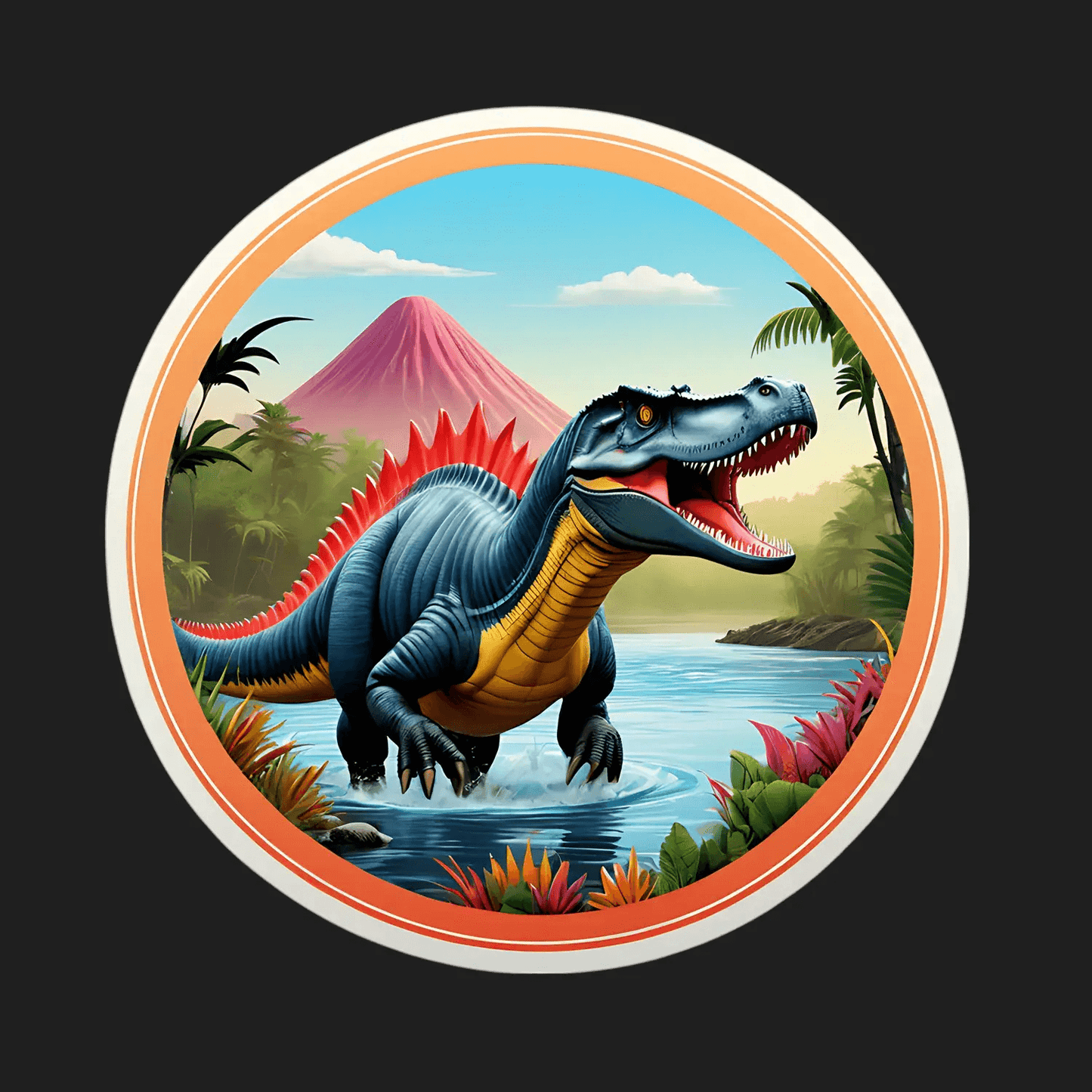 Dinosaur Jungle Scene - Sticker - Heat Press Transfer