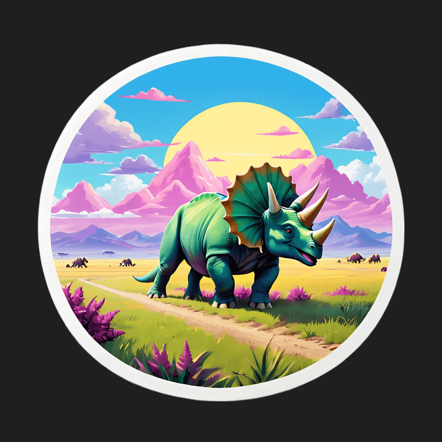 Dinosaur Landscape Sticker - Vibrant UV Print - Heat Press Transfer