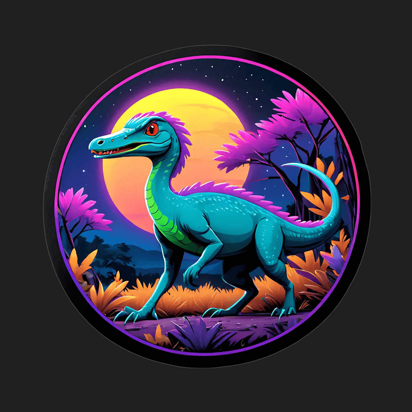 Dinosaur Moonlight - Vibrant Sticker - Heat Press Transfer
