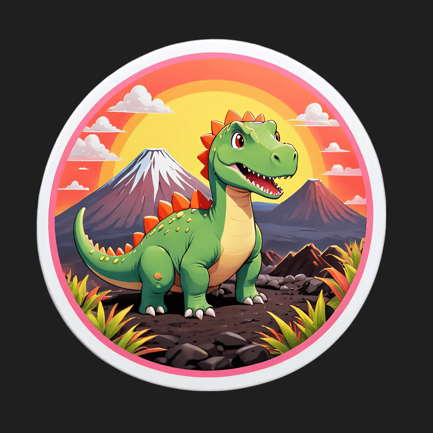 Dinosaur Mountain Sticker - UV DTF Print - Heat Press Transfer