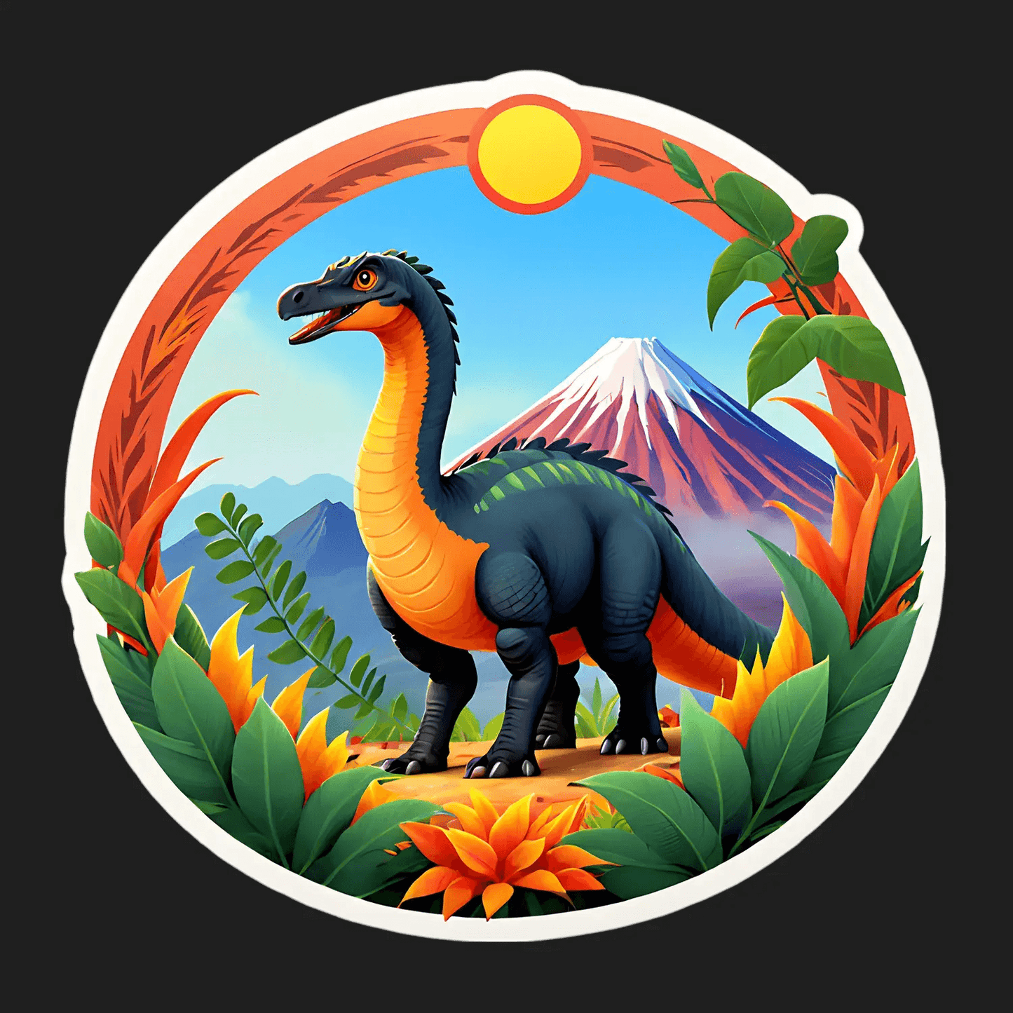 Dinosaur Mountain View - Sticker - Heat Press Transfer