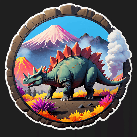 Dinosaur Mountain - Volcanic Sticker - Heat Press Transfer