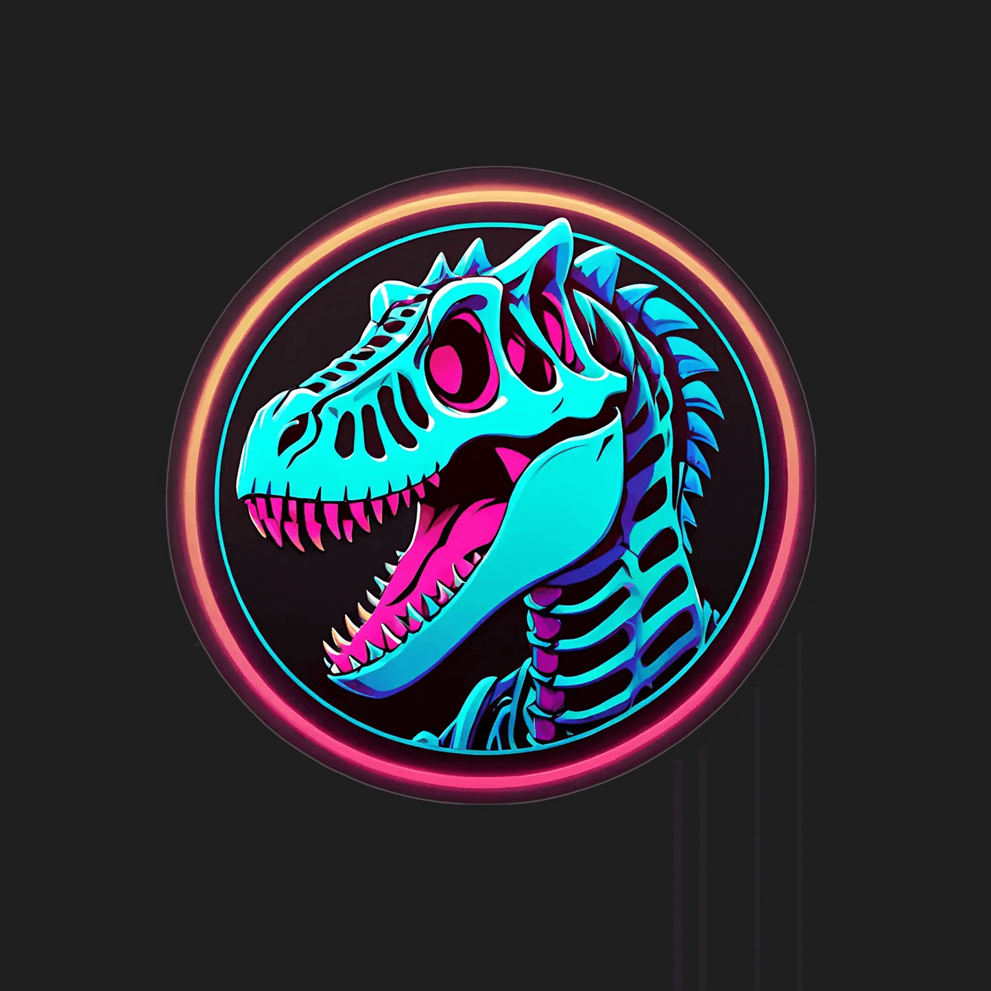 Dinosaur Neon Glow - Sticker - Heat Press Transfer
