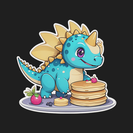 Dinosaur Pancake Sticker - Cute Decorative Decal - Heat Press Transfer