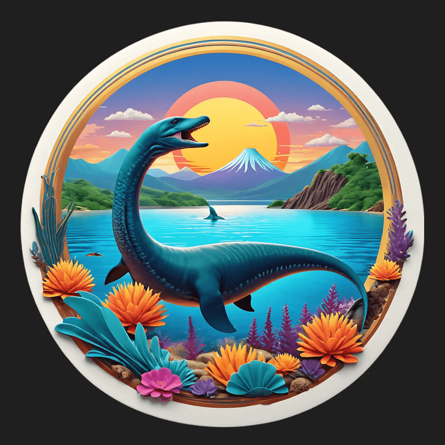 Dinosaur Paradise - Ocean View Sticker - Heat Press Transfer