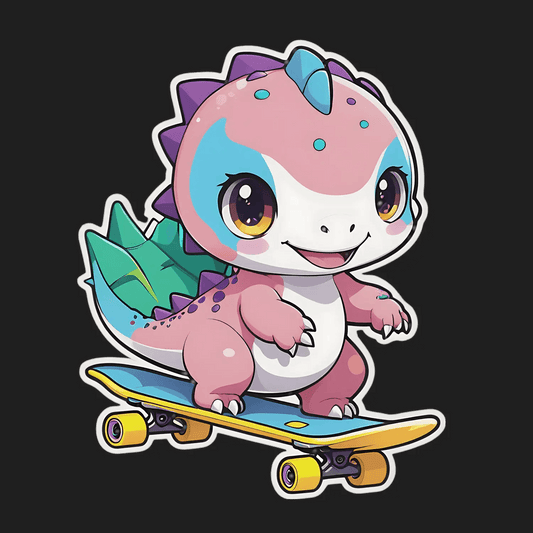Dinosaur Skateboard - Sticker - Heat Press Transfer