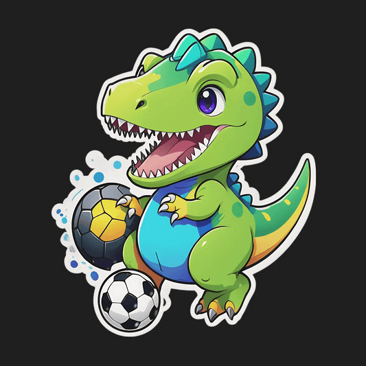 Dinosaur Soccer Sticker - Cute T-Rex Design - Heat Press Transfer