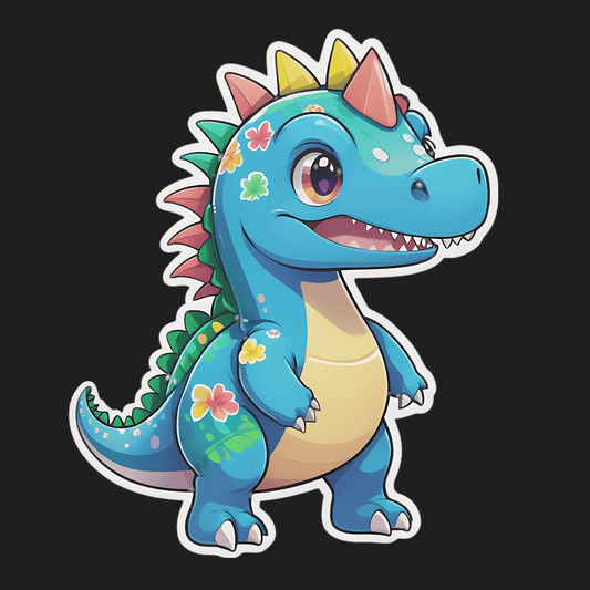 Dinosaur Sticker - Cute Floral Design - Heat Press Transfer