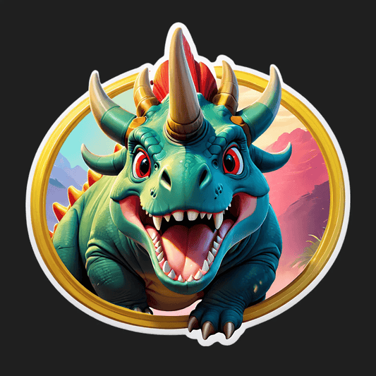 Dinosaur Sticker - Cute Triceratops Design - Heat Press Transfer