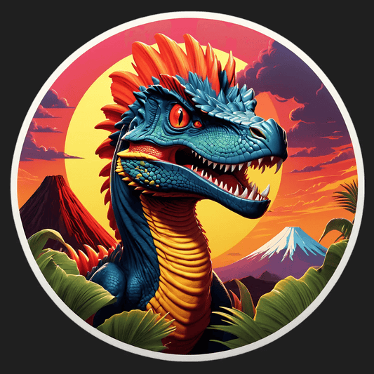 Dinosaur Sticker - Vibrant Prehistoric Sunset - Heat Press Transfer
