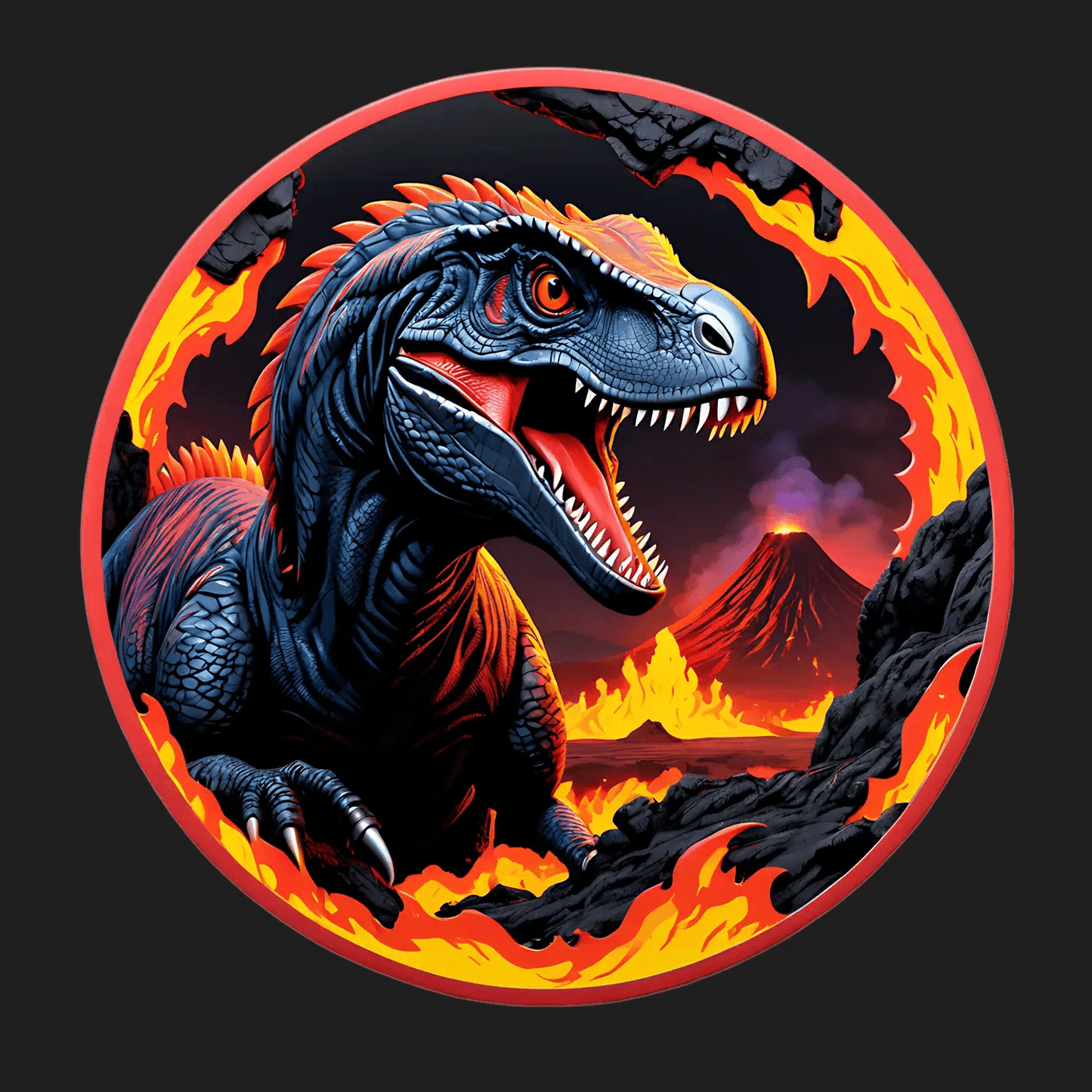 Dinosaur Sticker - Volcanic Eruption Theme - Heat Press Transfer
