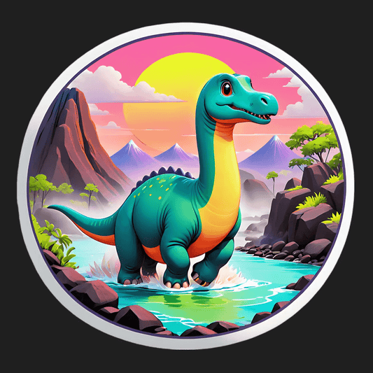 Dinosaur Sunset - Cartoon Sticker - Heat Press Transfer