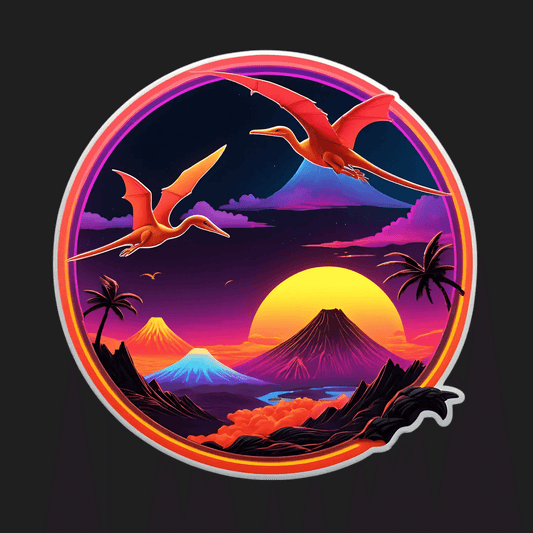Dinosaur Sunset Scene - Sticker - Heat Press Transfer