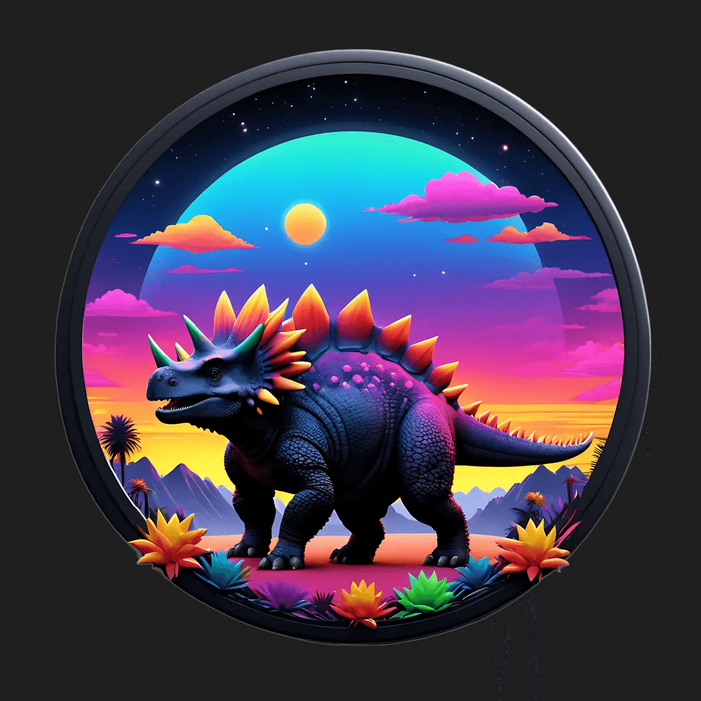 Dinosaur Sunset Sticker - UV DTF Decal - Heat Press Transfer