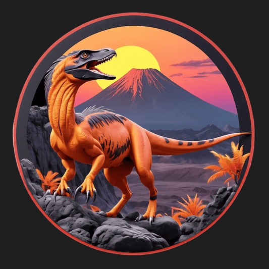 Dinosaur Sunset Sticker - Vibrant UV DTF Design - Heat Press Transfer