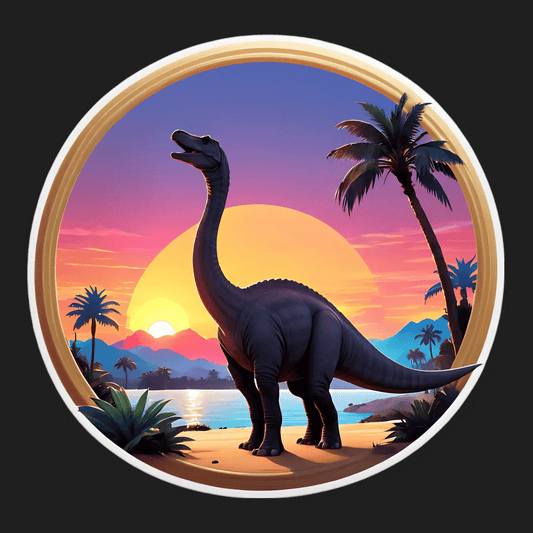 Dinosaur Sunset - UV DTF Sticker - Heat Press Transfer