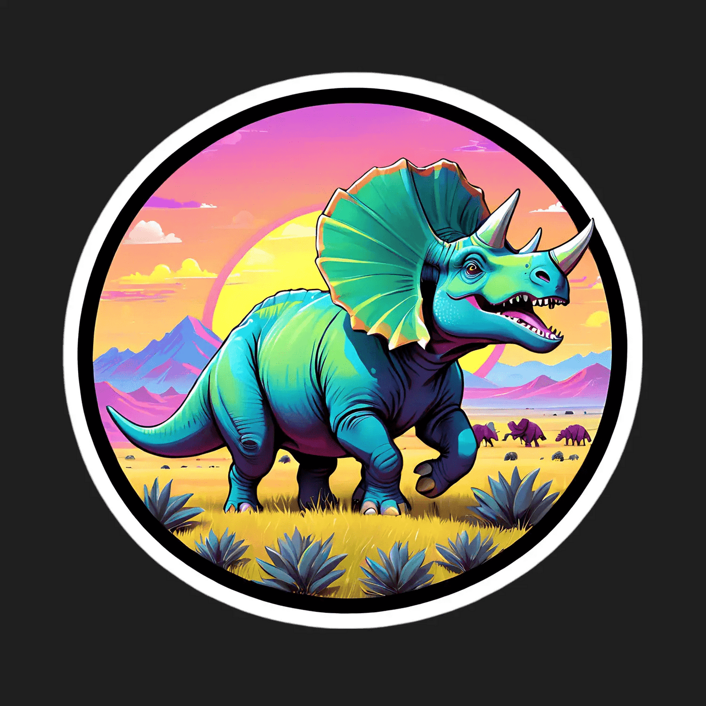 Dinosaur Sunset - UV DTF Sticker - Heat Press Transfer