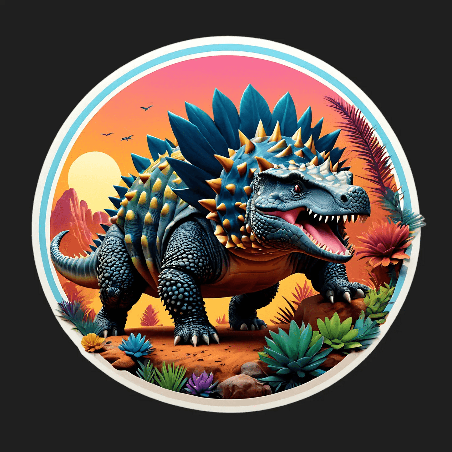 Dinosaur Sunset - UV Sticker - Heat Press Transfer