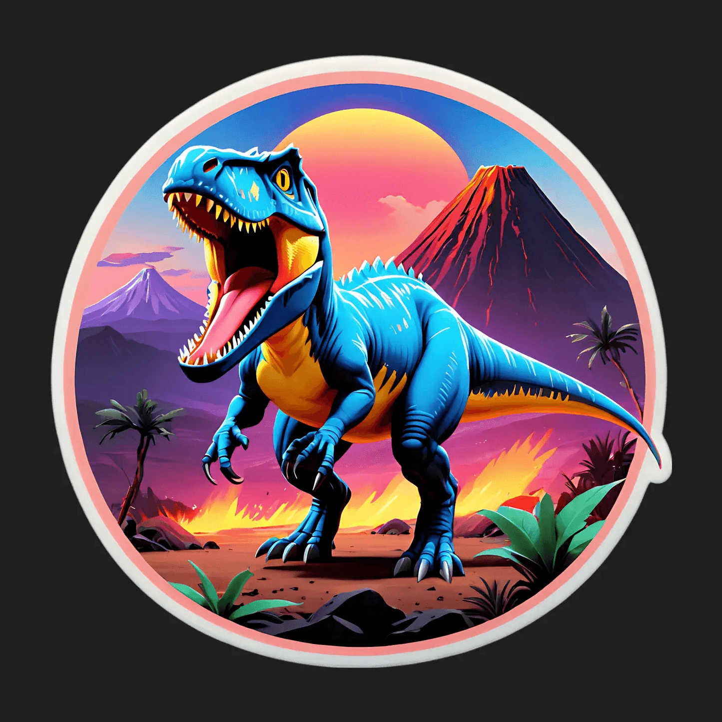 Dinosaur Sunset - Vibrant Sticker - Heat Press Transfer