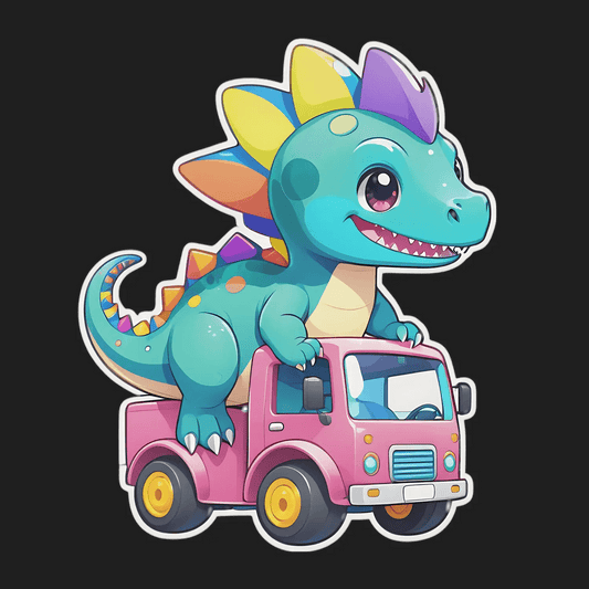Dinosaur Truck Adventure - UV Sticker - Heat Press Transfer
