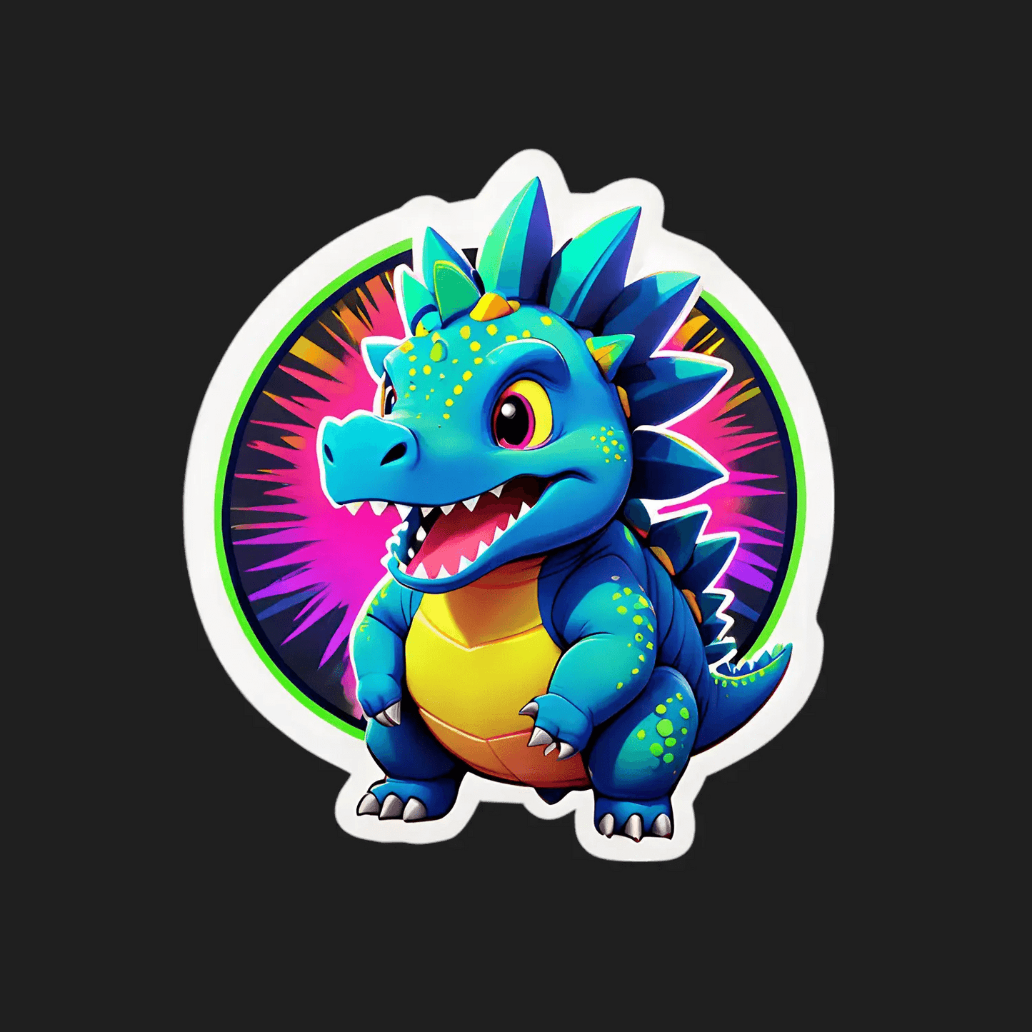 Dinosaur UV Sticker - Colorful Dragon Design - Heat Press Transfer