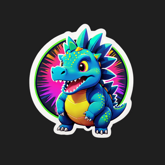 Dinosaur UV Sticker - Colorful Dragon Design - Heat Press Transfer