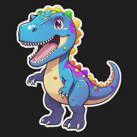 Dinosaur UV Sticker - Colorful T-Rex Design - Heat Press Transfer