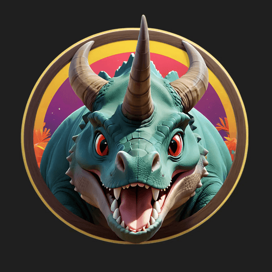 Dinosaur UV Sticker - Vibrant Colors Triceratops - Heat Press Transfer