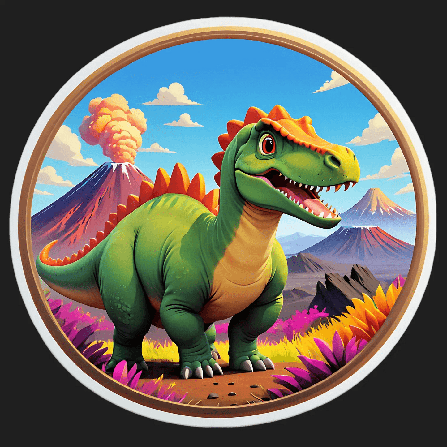 Dinosaur Volcano Adventure - Sticker - Heat Press Transfer